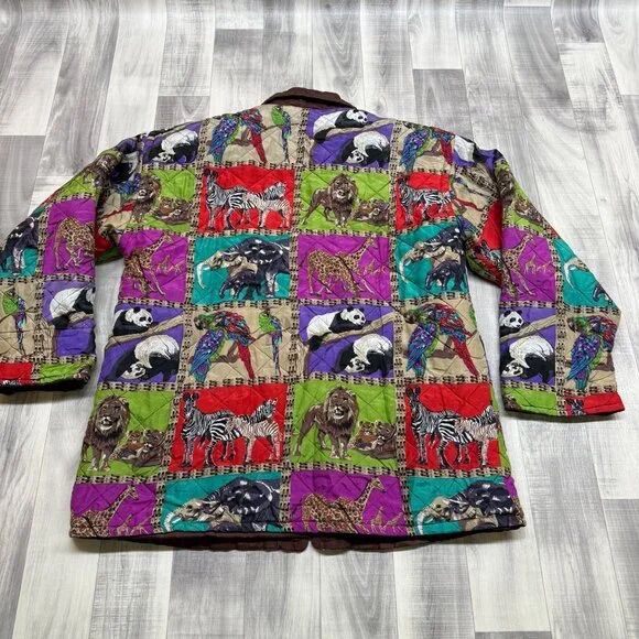 ✅Womens M VTG Mureli African Safari Animal Print Quilted Jacket W/Pants 2 Pc Set - Picture 2 of 16